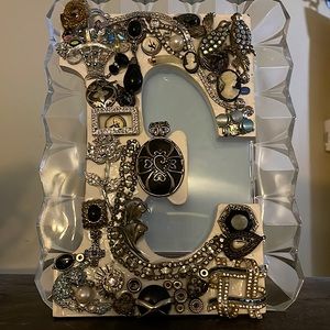 Wall Decor - Jeweled Monogram Letter “E” from vintage jewelry collection.